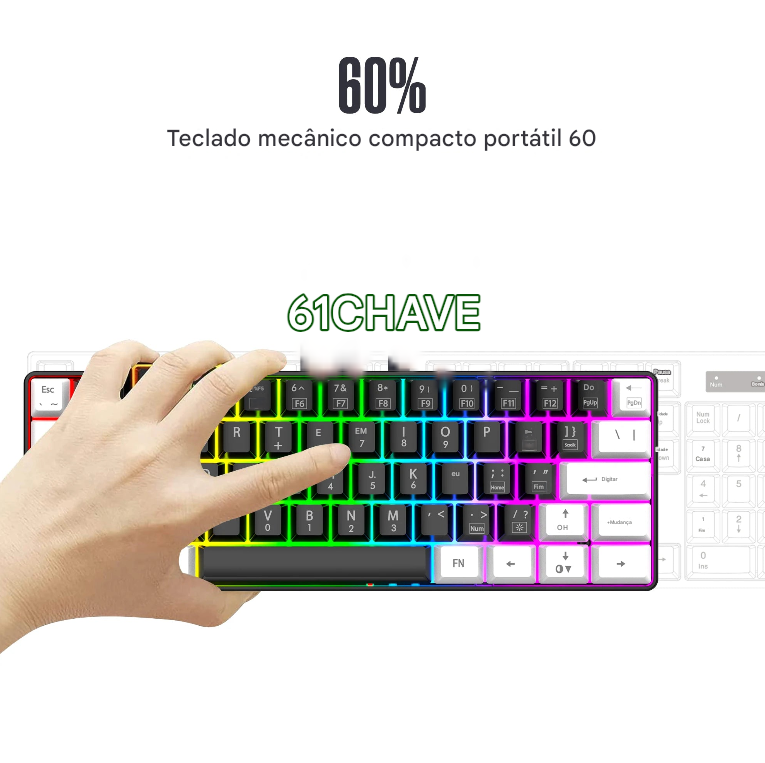 Mini Teclado Gamer 60% à prova d'água