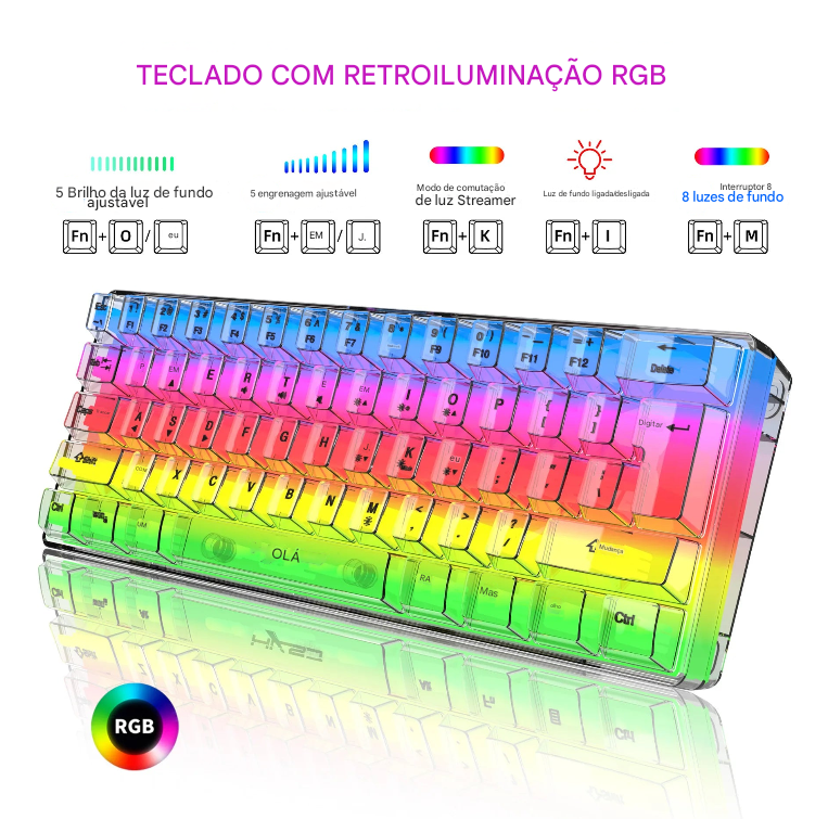 Mini Teclado Gamer 60% à prova d'água