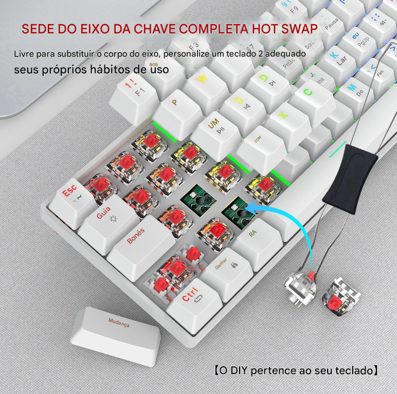 Mini Teclado Gamer 60% à prova d'água