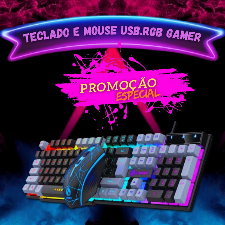 Conjunto de Teclado e Mouse USB.RGB gamer