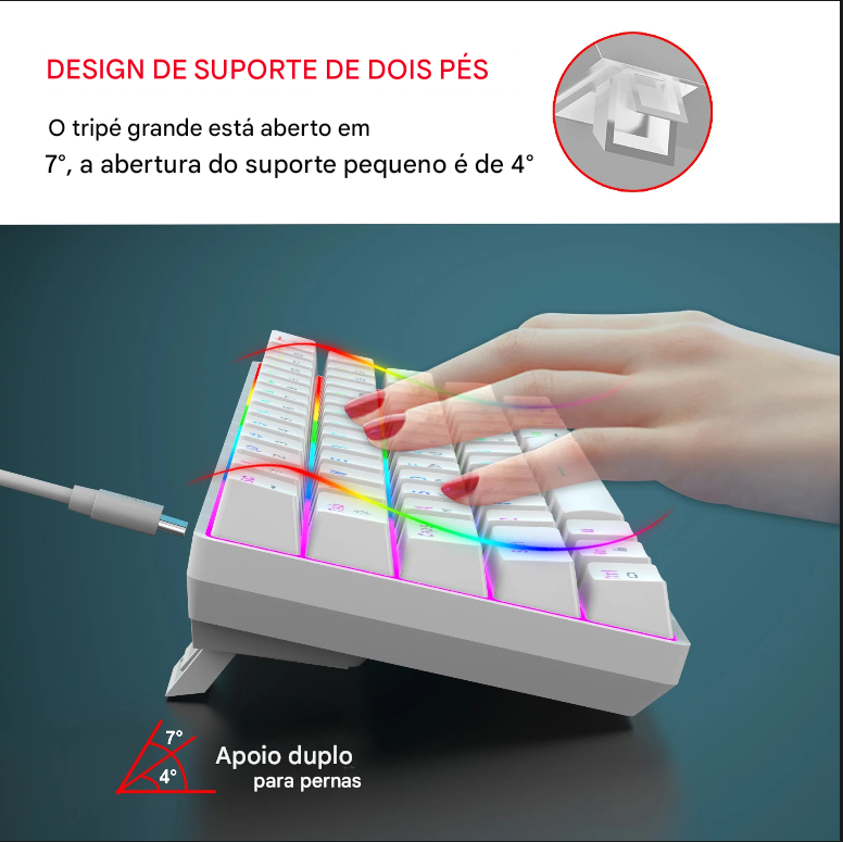 Mini Teclado Gamer 60% à prova d'água